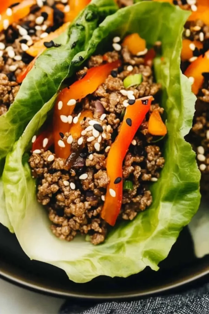 Asian-Style Ground Beef Lettuce Wraps