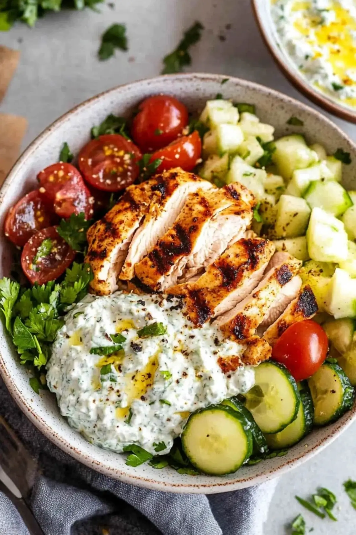 Greek Chicken Bowls With Tzatziki