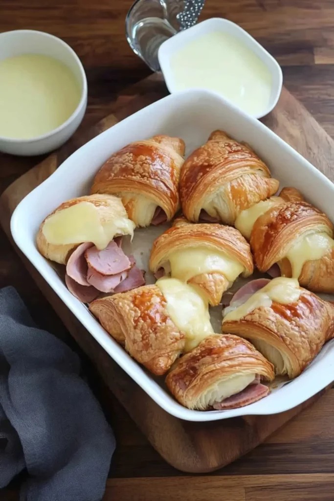 Baked Ham and Cheese Croissants