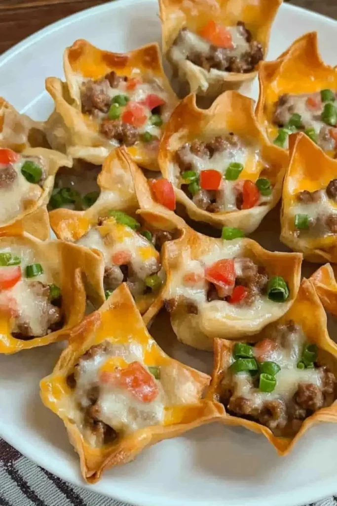 Cheesy Sausage Wonton Cups