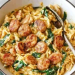 Creamy Chicken Sausage Orzo Skillet