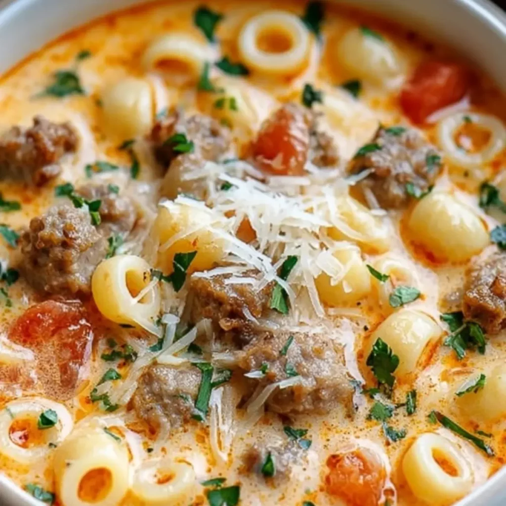Creamy Parmesan Italian Sausage Ditalini Soup