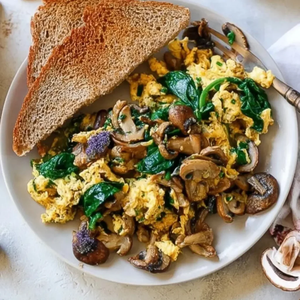 Mushroom-Spinach Scrambled Eggs