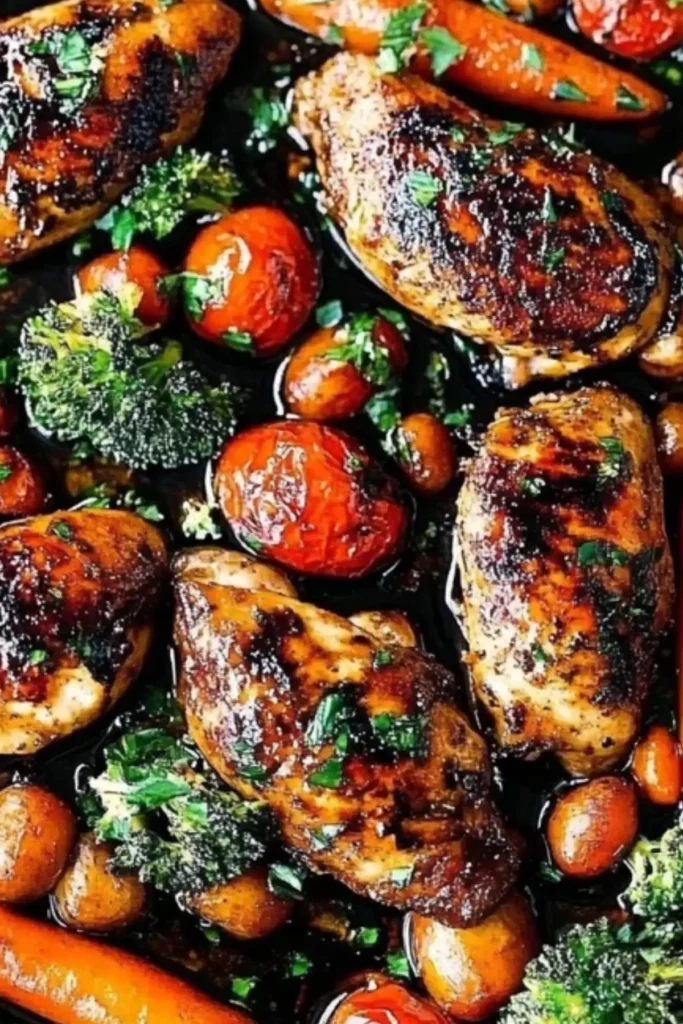 ONE PAN Balsamic Chicken and Veggies