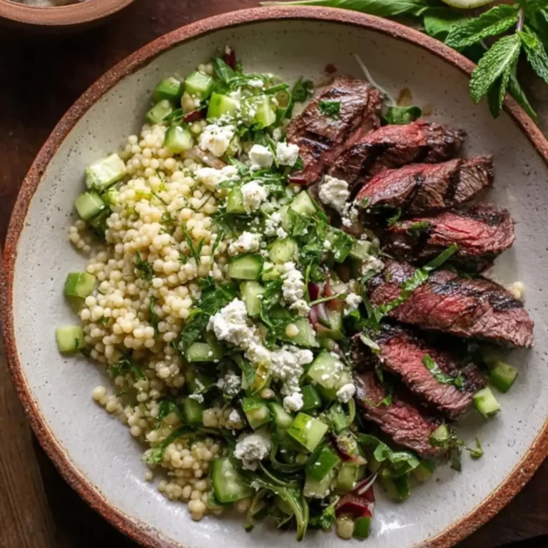 Grilled Skirt Steak with Lemon Herb Couscous Salad
