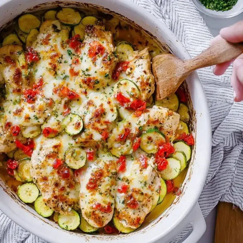 Mediterranean Chicken Zucchini Bake