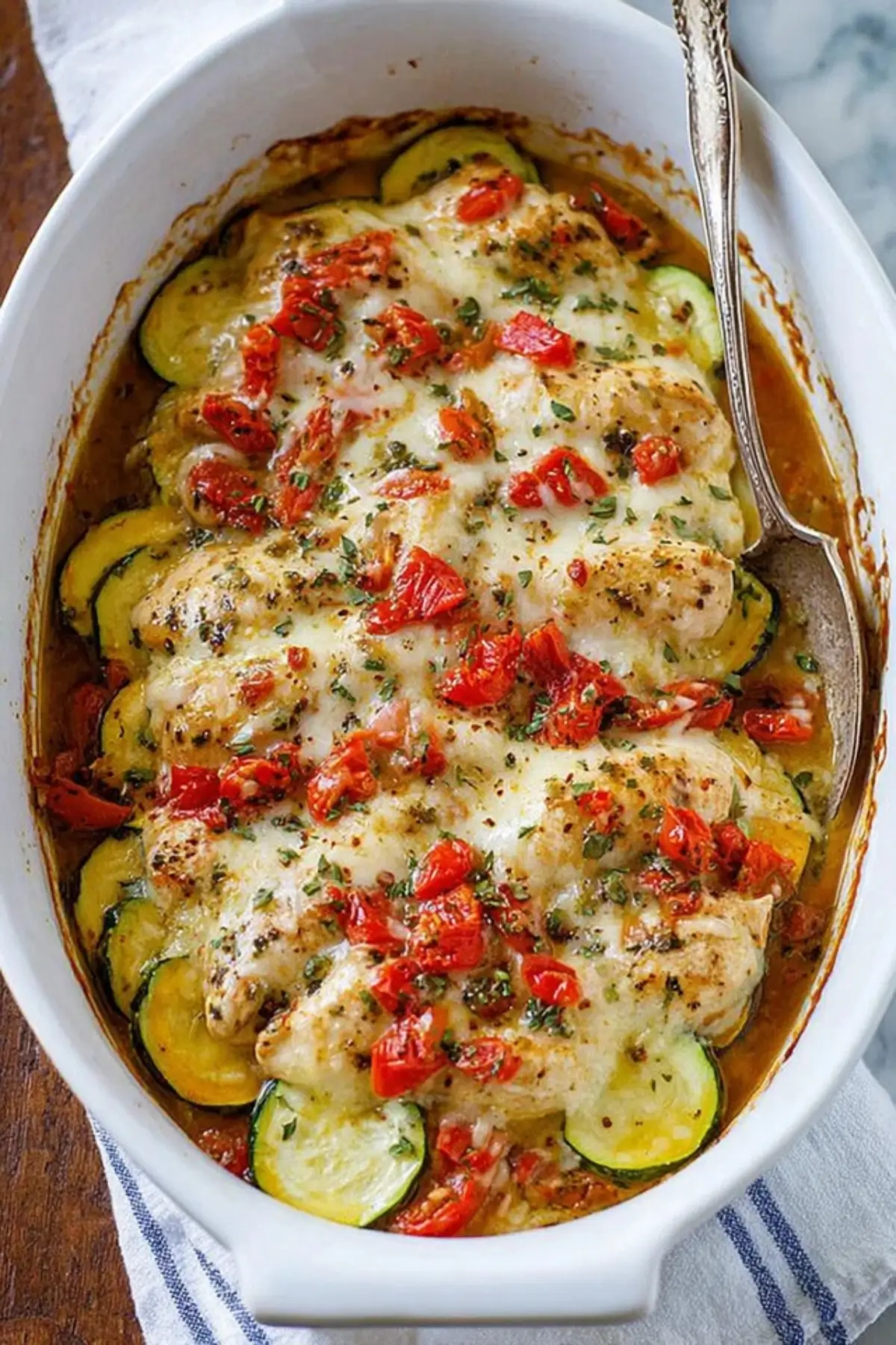 Mediterranean Chicken Zucchini Bake