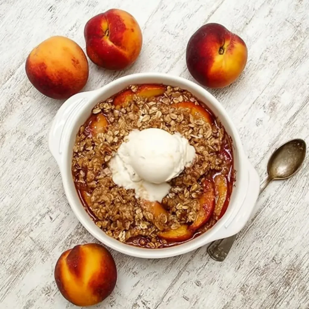 Nectarine Crisp with Cinnamon Oat Pecan Streusel