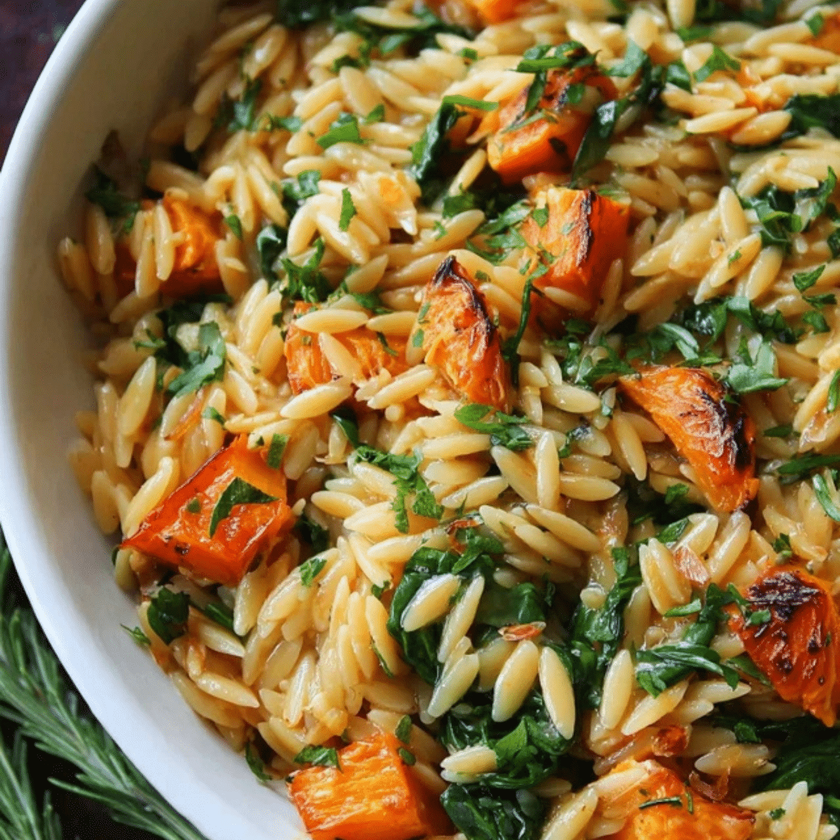 Creamy Orzo Pasta with Roasted Butternut Squash and Spinach - Recipes ...