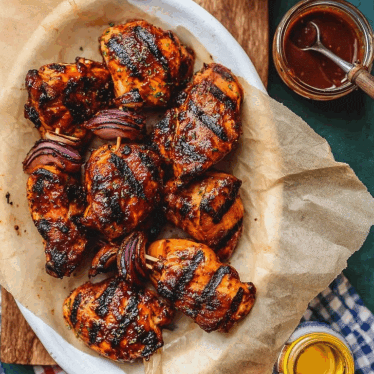 Grilled honey BBQ bacon Chicken kabobs