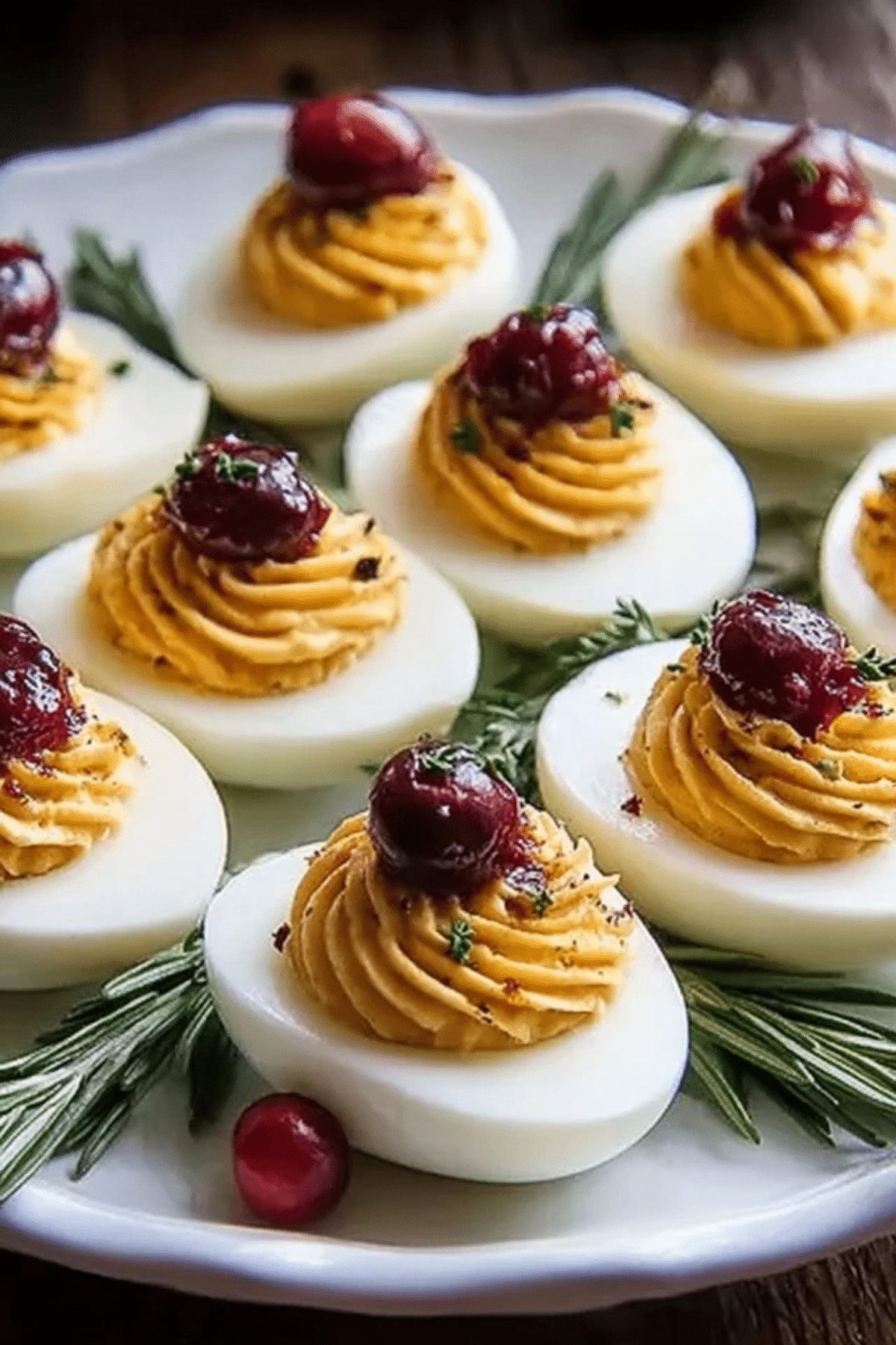 Harvest Cranberry Deviled Eggs