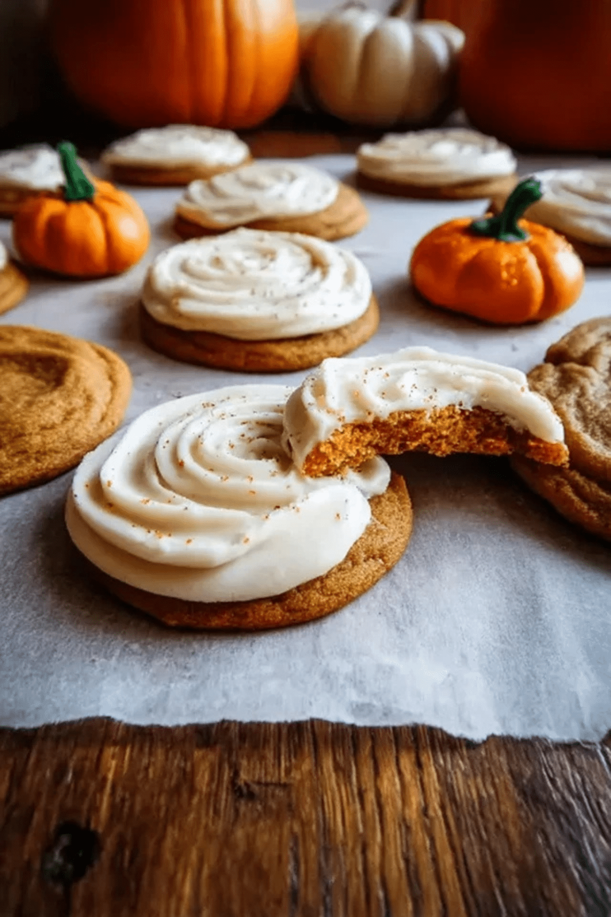 Pumpkin Sugar Cookies with Cream Cheese Frosting