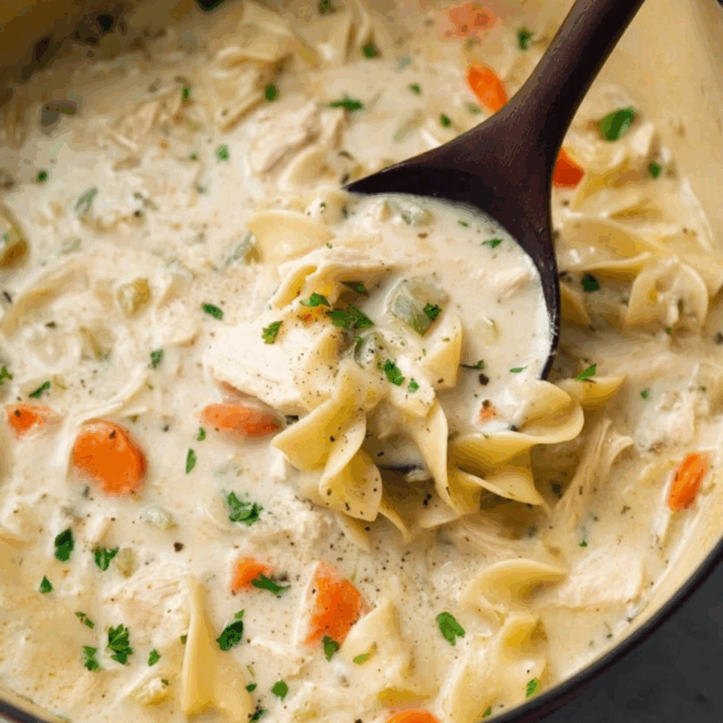 Easy Creamy Chicken Noodle Soup Recipe - Recipes by Lucelle