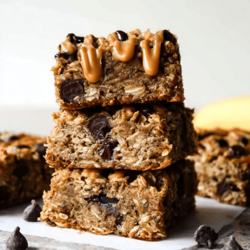 Peanut Butter Banana Chocolate Chip Oatmeal Bars (5)