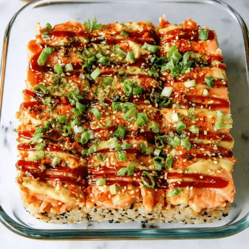 Spicy Salmon Sushi Bake