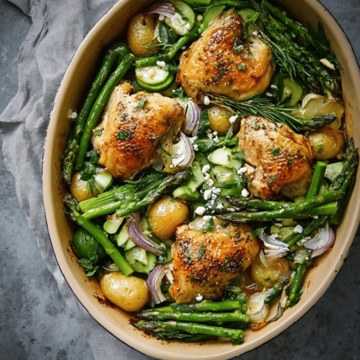 Easy Herb Roasted Chicken With Spring Veggies - Recipes by Lucelle