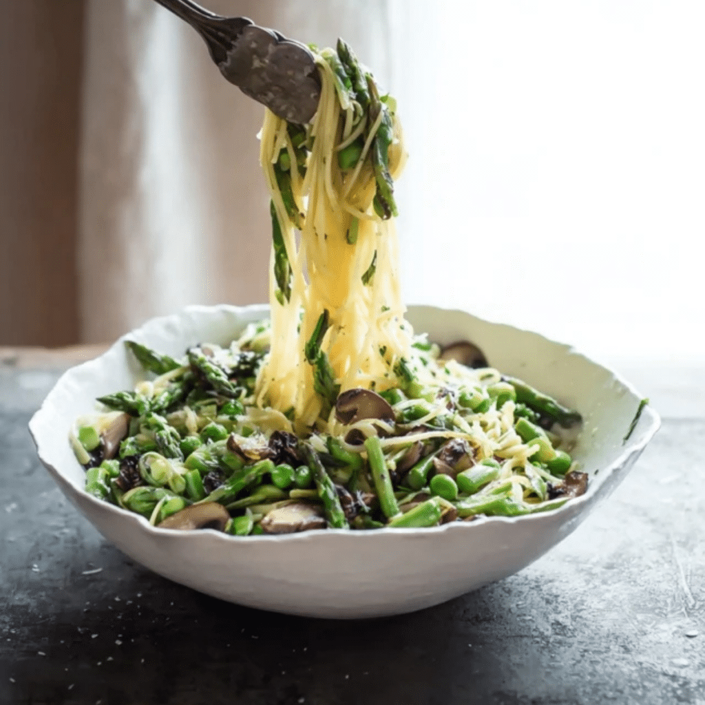 Spring Pasta Salad with Asparagus & Mushrooms