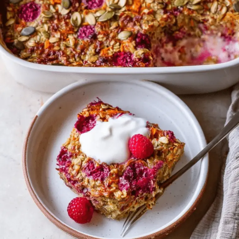 Carrot and Raspberry Baked Oats