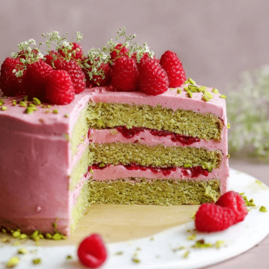 Raspberry Pistachio Cake
